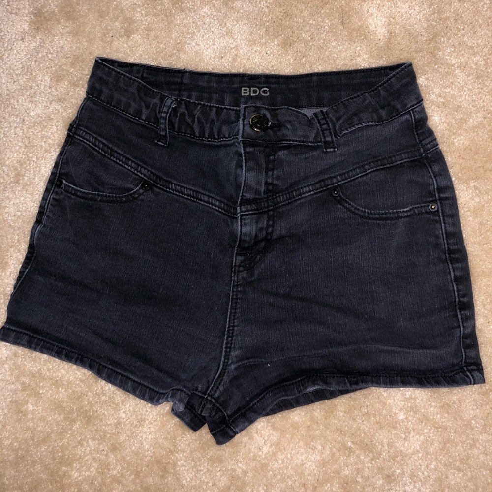 High waisted black jean shorts